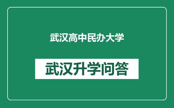 武汉高中民办大学
