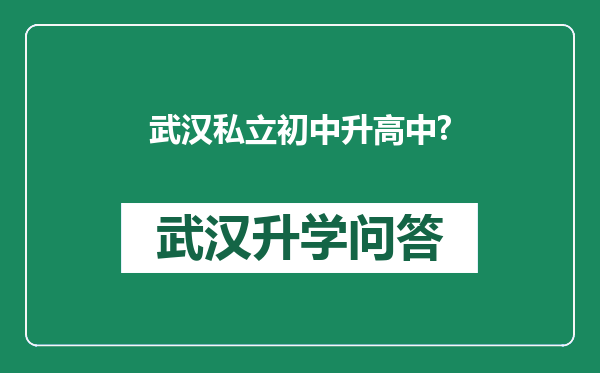 武汉私立初中升高中?