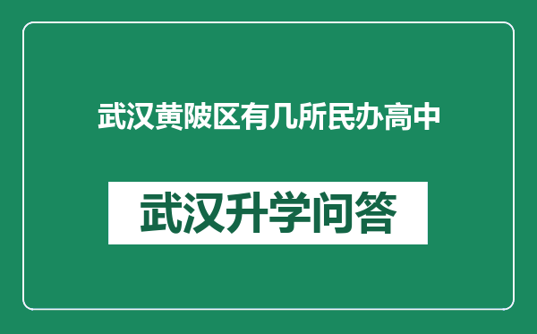 武汉黄陂区有几所民办高中