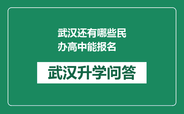 武汉还有哪些民办高中能报名
