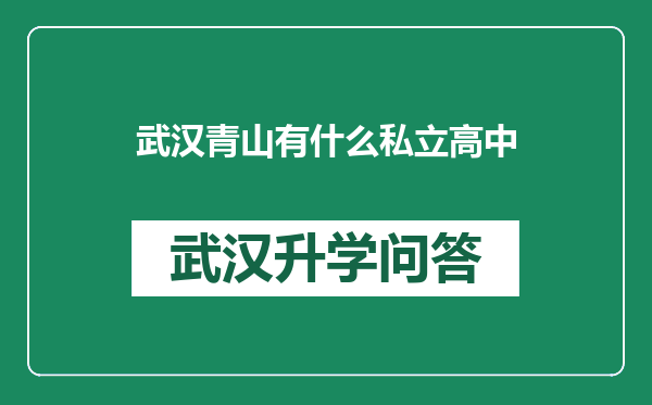 武汉青山有什么私立高中