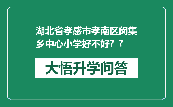 湖北省孝感市孝南区闵集乡中心小学好不好？?