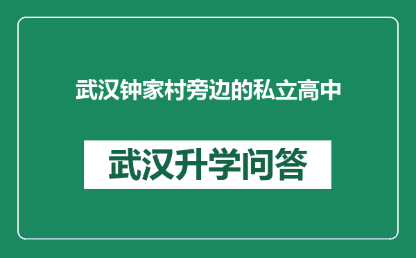 武汉钟家村旁边的私立高中