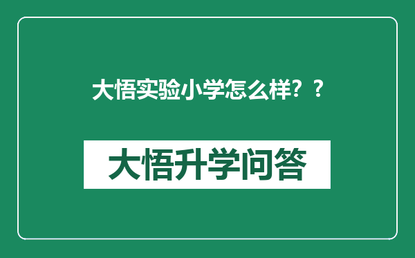 大悟实验小学怎么样？?