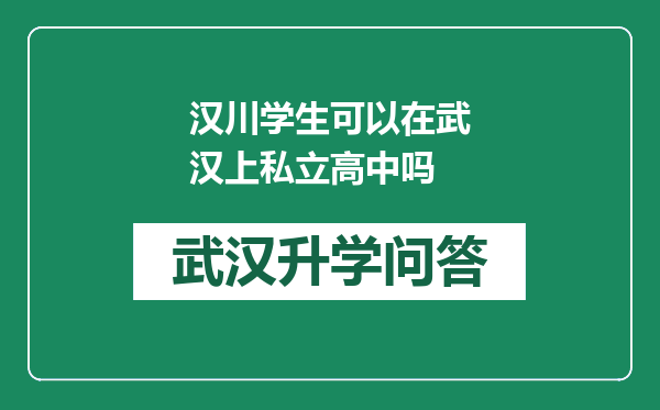 汉川学生可以在武汉上私立高中吗