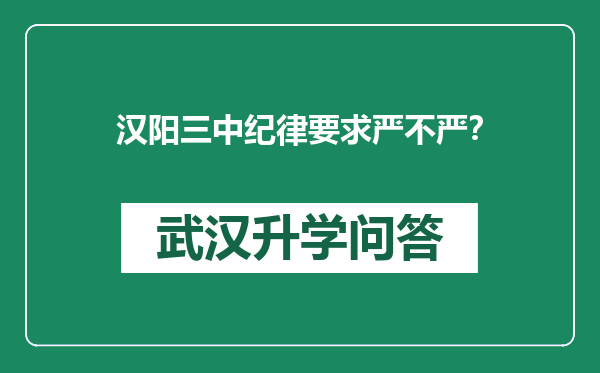 汉阳三中纪律要求严不严？