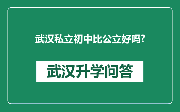 武汉私立初中比公立好吗?