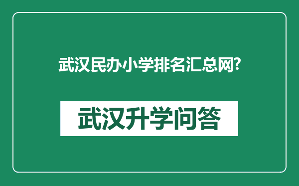 武汉民办小学排名汇总网?
