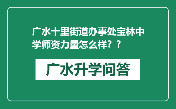 广水十里街道办事处宝林中学师资力量怎么样？?