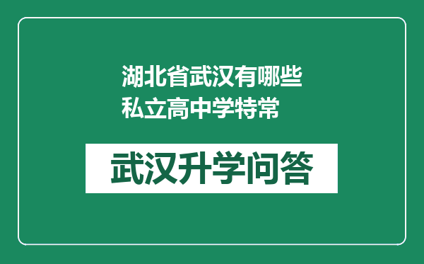 湖北省武汉有哪些私立高中学特常