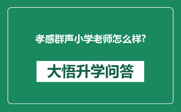 孝感群声小学老师怎么样?