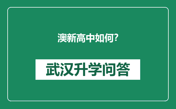 澳新高中如何？