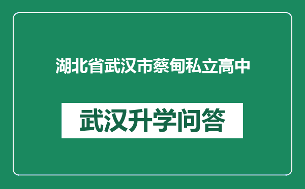 湖北省武汉市蔡甸私立高中