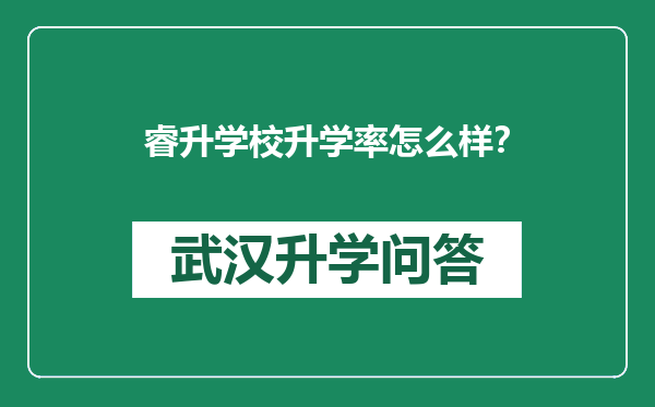 睿升学校升学率怎么样？