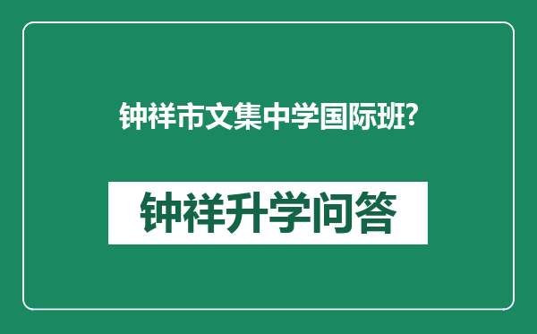 钟祥市文集中学国际班?