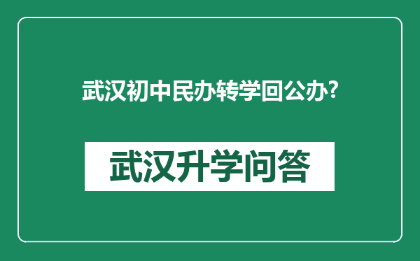 武汉初中民办转学回公办?
