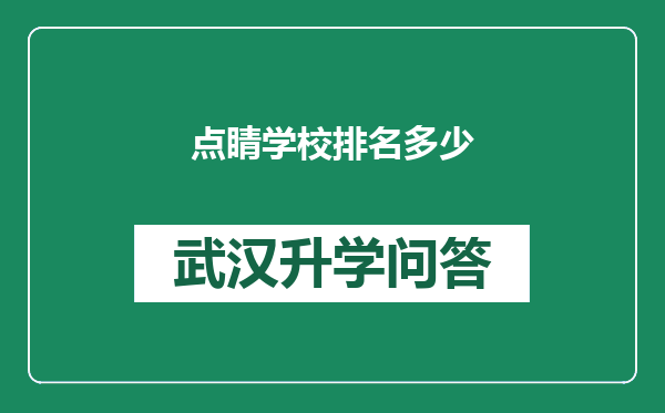 点睛学校排名多少