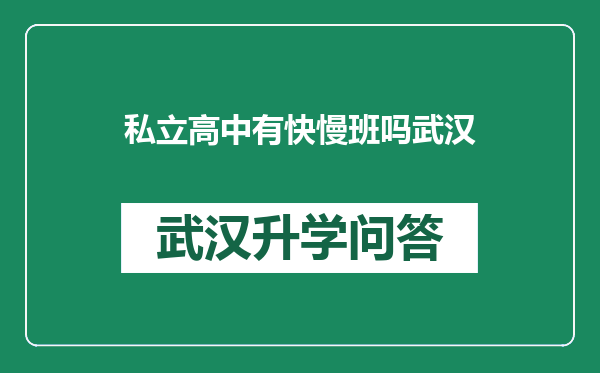 私立高中有快慢班吗武汉