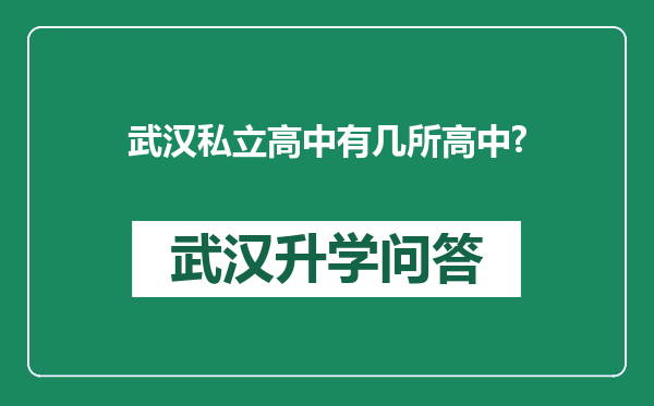 武汉私立高中有几所高中?