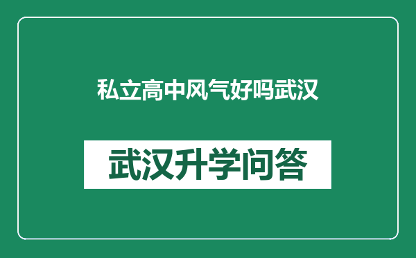 私立高中风气好吗武汉