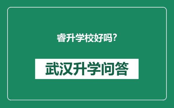 睿升学校好吗？