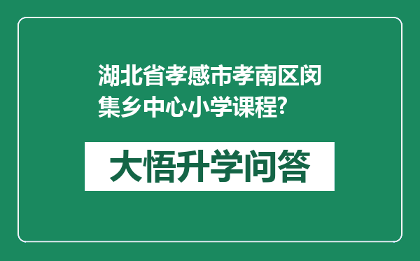 湖北省孝感市孝南区闵集乡中心小学课程?