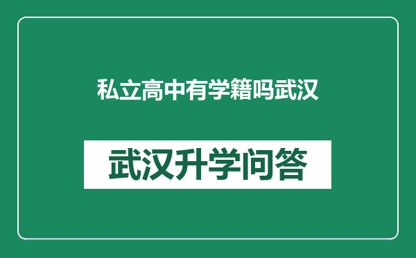 私立高中有学籍吗武汉