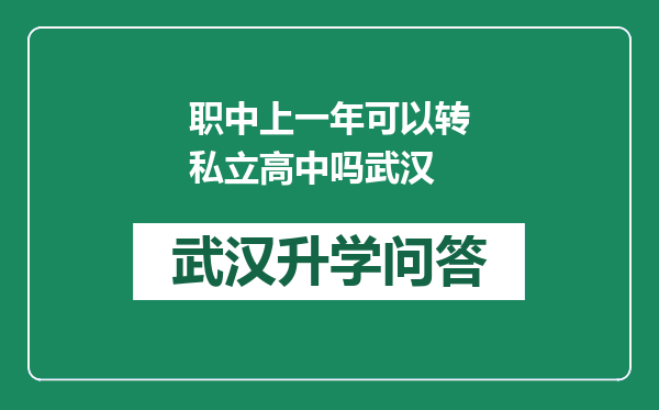 职中上一年可以转私立高中吗武汉