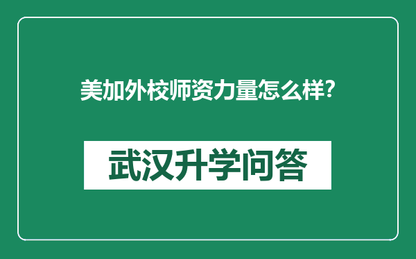美加外校师资力量怎么样？