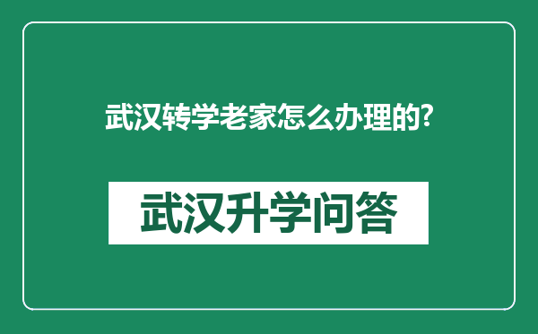 武汉转学老家怎么办理的?