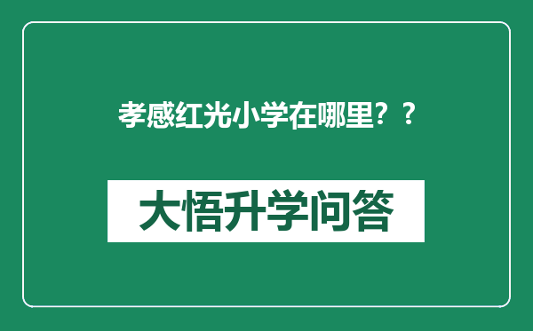 孝感红光小学在哪里？?