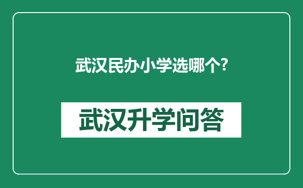 武汉民办小学选哪个?