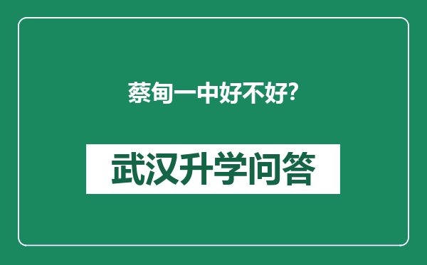蔡甸一中好不好？