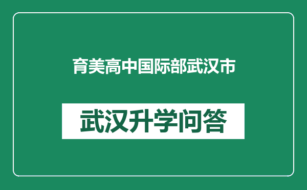 育美高中国际部武汉市