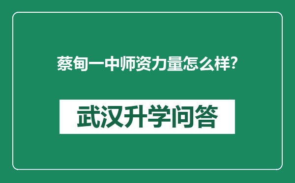 蔡甸一中师资力量怎么样？