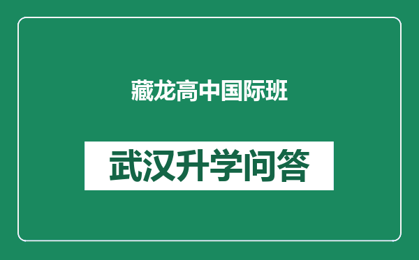 藏龙高中国际班