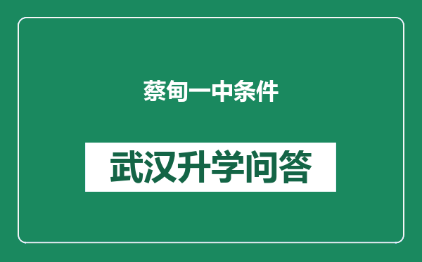 蔡甸一中条件