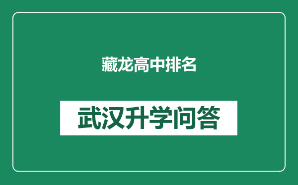 藏龙高中排名