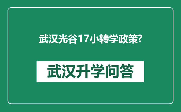 武汉光谷17小转学政策?