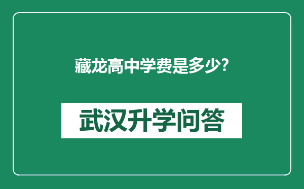 藏龙高中学费是多少？