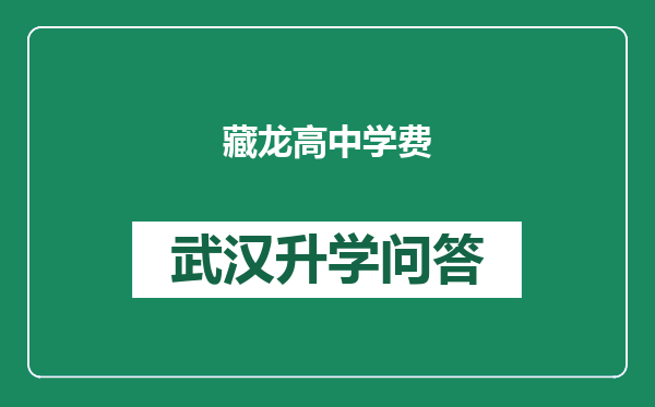 藏龙高中学费