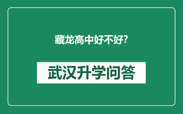 藏龙高中好不好？
