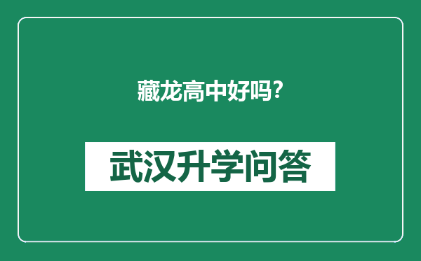 藏龙高中好吗？