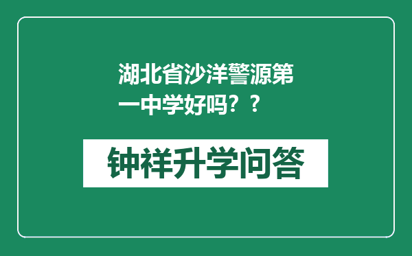 湖北省沙洋警源第一中学好吗？?
