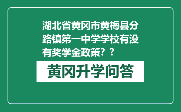 湖北省黄冈市黄梅县分路镇第一中学学校有没有奖学金政策？?