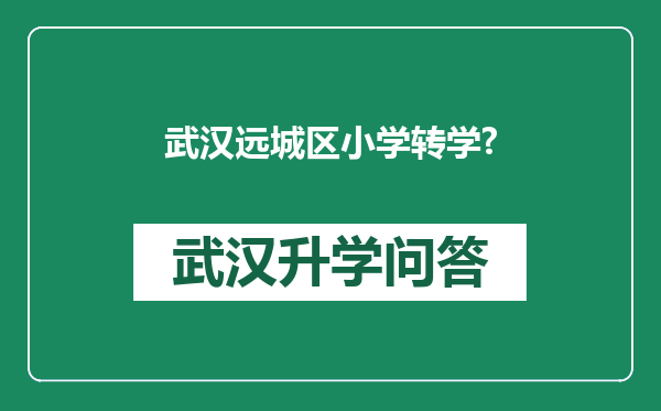 武汉远城区小学转学?