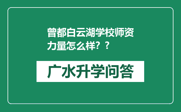 曾都白云湖学校师资力量怎么样？?