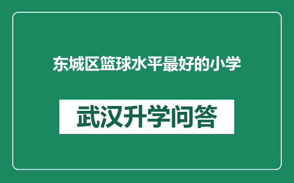 东城区篮球水平最好的小学
