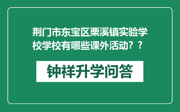 荆门市东宝区栗溪镇实验学校学校有哪些课外活动？?