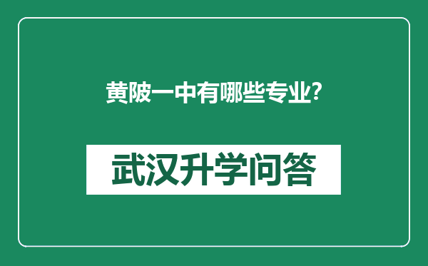 黄陂一中有哪些专业？